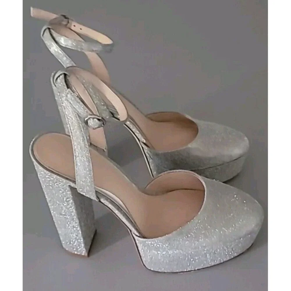 Born on Fifth x Antonio Melani  Metallic Glitter Closed Toe Platform Pumps 9.5M